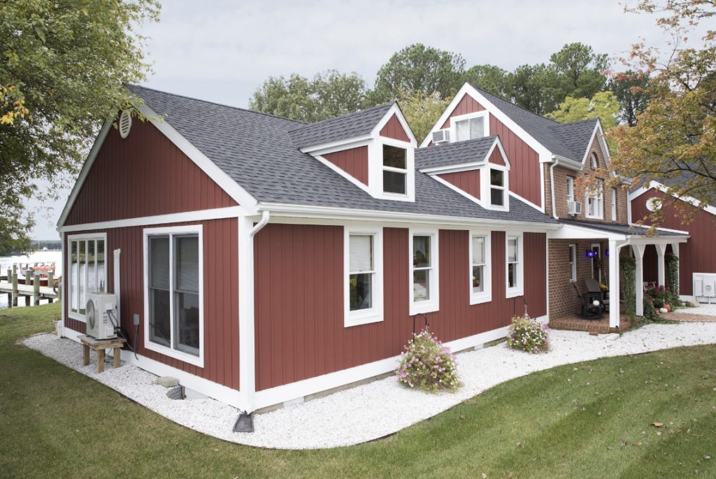 Celect Board and Batten Cellular Composite Siding in Carriage Red